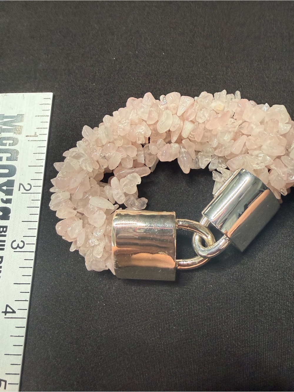 RARE✨Lauren Ralph Lauren Pale Pink Rose Quartz Chip Bracelet with Silver Clasp